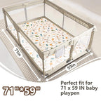 Baby Play Mats for Floor, 71”x59” Upgraded Thickness & Larger Super Soft Playmat for Babies and Toddlers, Foldable Washable, Upgrade Anti-Slip Crawling Mat for Playpen(Boho Color Blocks)