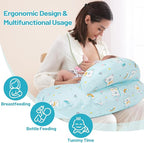 Nursing Pillow, Plus Size Ergonomic Design, Breastfeeding Pillows Support for Mom and Baby, Removable Cotton Cover, Machine Washable, Ice Blue