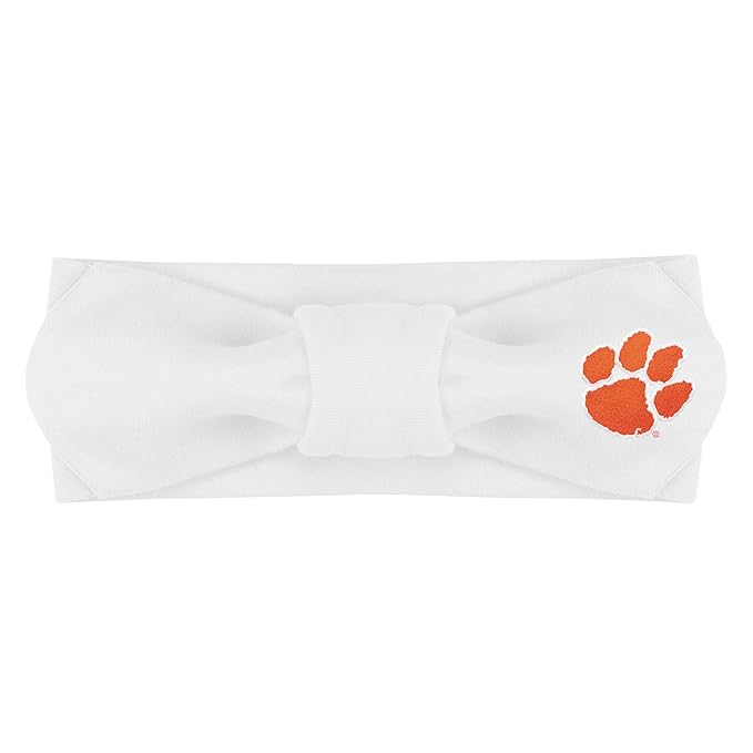 Creative Knitwear Clemson Tigers Infant Girls White Solid Hair Knot Headband Embroidered Logo - Size Newborn - 4T