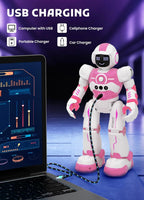 Robot Toys for Kids,Programmable Remote Control Smart Walking Dancing Robot Toy with Gesture & Sensing for Age 4 5 6 7 8 9 10 Year Old Boys for Birthday Present,Pink