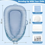 Baby Lounger - Baby Lounger for Newborn 0-24 Months, Breathable & Soft Cotton and Velvet Cover Baby Nest, Portable Tummy Time Lounger for Home and Travel, Ideal Baby Essentials & Shower Gifts