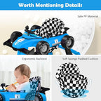 HONEY JOY 4-in-1 Baby Walker, Activity Push Walker w/3 Adjustable Heights, Smooth Wheels w/Adjustable Speed, Padded Seat, Music & Light, Foldable Car Walker for Baby Boys Girls Age 6 Months+ (Blue)