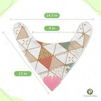 Baby Girl Bandana Teething Bibs - Attached Heart Teether - Set of 4 - Pink