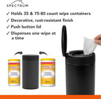 Spectrum Disinfecting Wipes Container with Push Button Lid - Refillable Dispenser for Bathroom, Kitchen, Classroom, Countertop, & Home - Stainless Steel & Rust-Resistant Disinfectant Wipes Holder