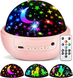 Unicorn Night Light for Girls, Unicorn Room Decor for Girls Bedroom, Star Projector, Remote+Dimmable Little Mermaid Toys, 360° Silent Rotation, Princess Night Light
