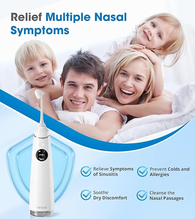 Nasal Irrigation System, Electric Sinus Cleaner Neti Pot Machine with 6 Tips,4 Modes for Sinus Rinse, Nasal Irrigator with 40 Nasal Saline Packets (1 Pack)