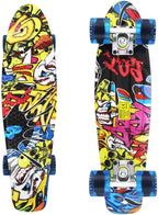Skateboards Complete 22 Inch Mini Cruiser Retro Skateboard for Kids Boys Youths Beginners