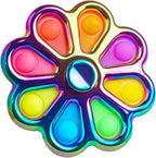 Metal Fidget Spinner, Push Popping Bubble Fidgets Sensory Toys, Party Favors for Kids 3-12, Toy for Adult Anxiety Relief, Gifts for Autistic Boys (Flower)