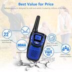 Walkie-Talkies for Kids Rechargeable Walkie Talkie for Adults Long Range FRS 2 Way Radio 3 Pack with Lanyard Battery 4 Miles NOAA USB, Family Toys for 3-12 Year Old Girls Boys Toddlers Camping