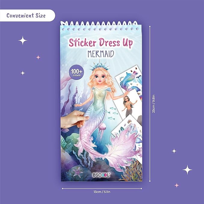 Sticker Dress up Mermaid - Sticker Activity Book for Kids. Learn Girls Fashion Design for Mermaid with Stickers and Guides for Kids 5 and up. Little Designer Creativity Book