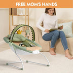 Baby Bouncer, Soothing Vibrations Infant Seat, Portable Baby Bouncer Seat with Music, for 0-6 Months 6-20 lbs(Green)