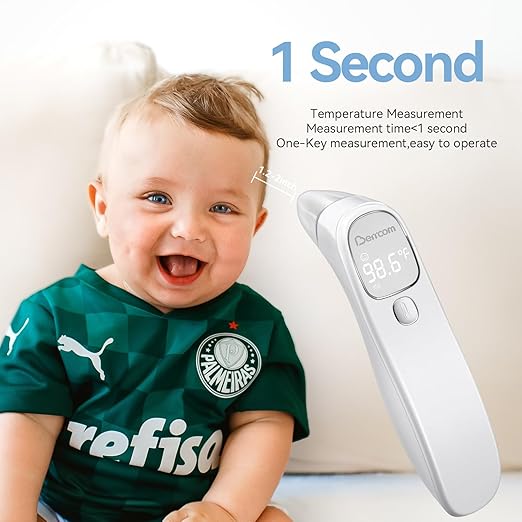 Berrcom Forehead and Ear Thermometer for Adults and Babies, Digital No-Touch Medical Thermometers with LED Display, 1s Instant Reading, Contactless Temperature Thermometer, Auto Shut-Off