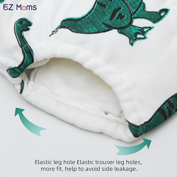 EZ Moms 6 Packs Absorption Toddler Potty Training Underwear for Boys 100% Cotton Toilet Training Pants 4T-5T Boys Leakproof Reusable Kid Confident Toddler Panties Pee Pants with Potty Sticker Chart