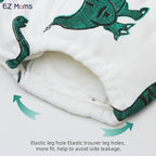 EZ Moms 6 Packs Absorption Toddler Potty Training Underwear for Boys 100% Cotton Toilet Training Pants 5T Leakproof Reusable Kid Confident Toddler Panties Dinosaur Pee Pants with Potty Sticker Chart