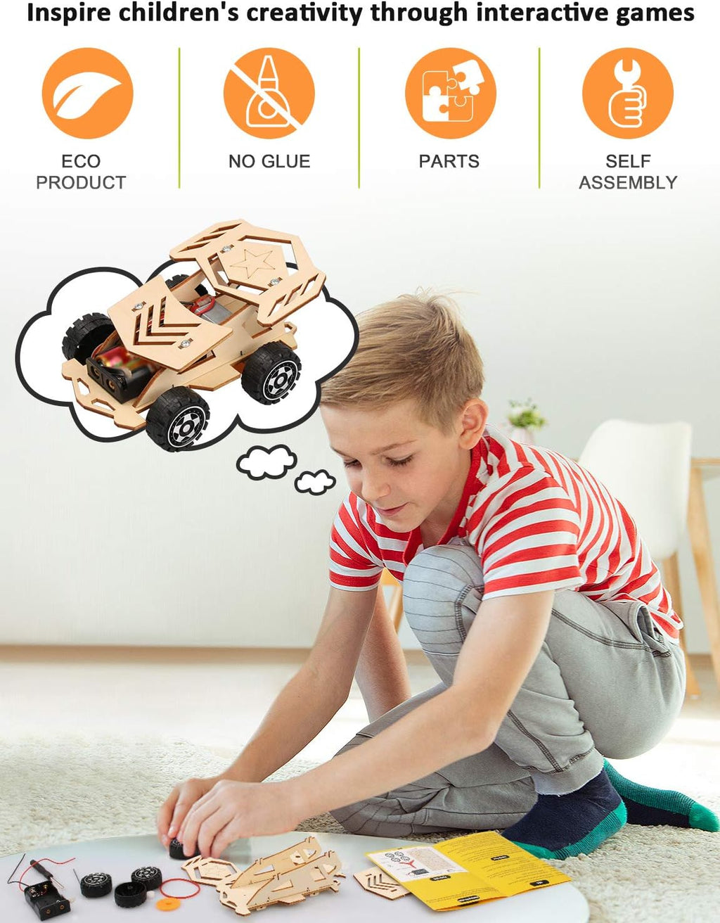 Poraxy 5 in 1 STEM Kits for Kids Age 8-10, Science Building Project Craft for 8-13, Model Car Kit, STEM Toys for Boys Girls Age 8-12, Wooden 3D Puzzles, Birthday Gifts for 6 7 8 9 10 11 12 13 Year Old