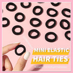 YGDZ 300PCS Black Cotton Hair Ties: Mini Elastic Ponytail Holders and Seamless Hair Bands for Little Girls, Kids, and Toddlers