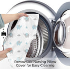 Little Grape Land New Nursing Pillow for Breastfeeding, Larger Breast Feeding Pillow and Positioner with Removable Cover for More Support, Tummy Time and Bottle Feeding Support Pillow, Blue Elephant