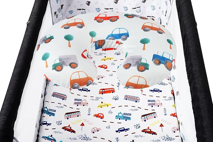 Nursing Pillow Cover Set 3 Pack Nursing Pillow Slipcovers for Moms Breastfeeding Moms, Ultra-Soft Stretchy Fit Standard Nursing Pillows Rocket Satellite,Car & Bus