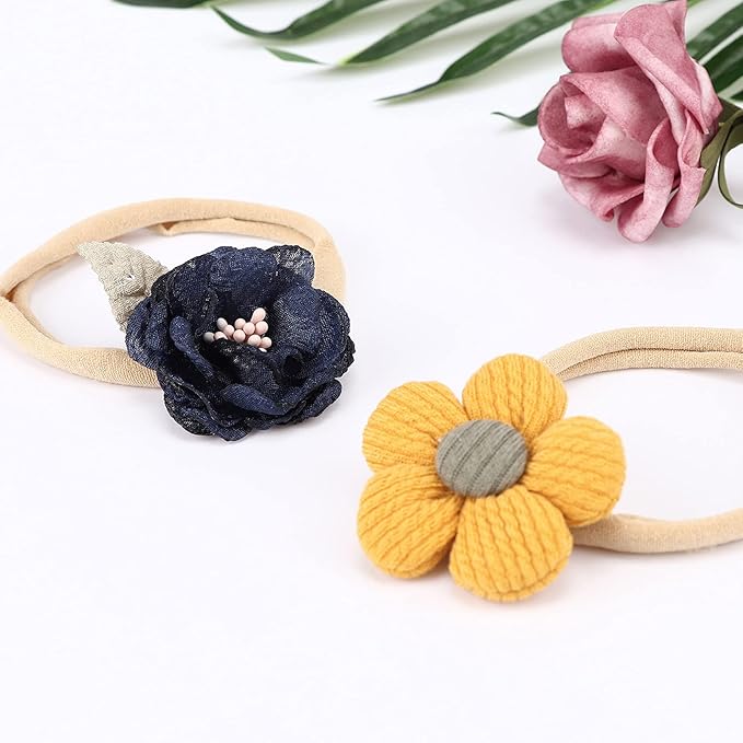 Baby Girl Headbands with Bows Soft Nylon Newborn Toddler Hairbands Handmade Baby Hair Accessories for Infant Girls Kids