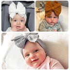 CÉLLOT 8 Pcs Super Stretchy Soft Handmade Headbands with Double Bows Head Wrap Nylon Hair Accessories For Newborn Babies Girls Infants Toddlers