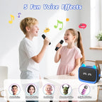 Mini Karaoke Machine Toys Gifts,Kids Portable MP3 Player with 2 Wireless Microphone and LED,Christmas Birthday Gifts for Girls Boys 3 4 5 6 7 8+ Year Old (Blue)