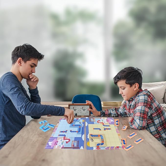 Logical Puzzle,Sequence Matching Game,with Game Cards（30 Scenes）,Classic Path Planning Game,STEM Educational Toys,Family Game,Logic Labyrinth Games for Adults and Kids(2 Puzzles).