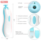 Baby Nail Clippers, FANSIDI Safe Baby Nail Trimmer Baby Nail File Electric with 10 Filing Pads 8 Sandpapers for Newborn Infant Toddler or Adult Toes Fingernails Care - AA Battery Operated (White/Blue)