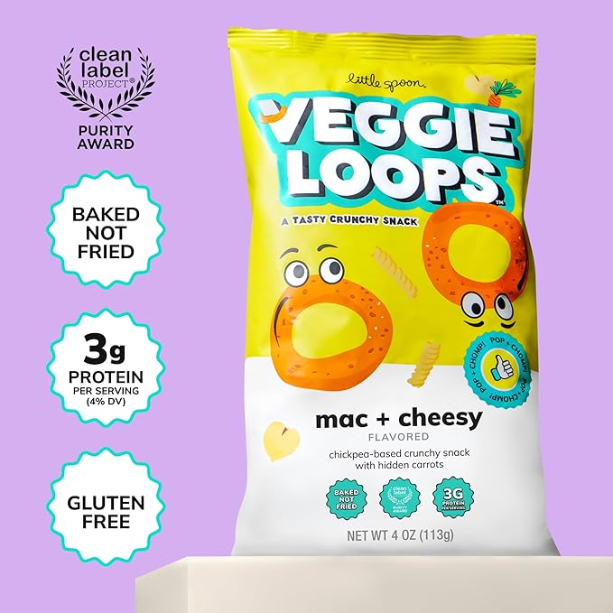Little Spoon Veggie Loops Duo – Mac N Cheese & Pizzalicious Flavors – Baked, Hidden Veggies, Toddler Snacks (2-Pack)