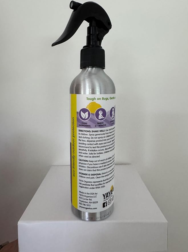 YAYA ORGANICS Baby Bug Ban – Natural, Proven Effective Mosquito Repellent for Babies, Kids and Sensitive Skin (8 Ounce Spray)