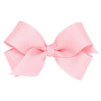 Wee Ones Girls' Plain Wrap Classic Grosgrain Hair Bows on a WeeStay No-Slip Hair Clip, Handmade, Mini, Light Pink