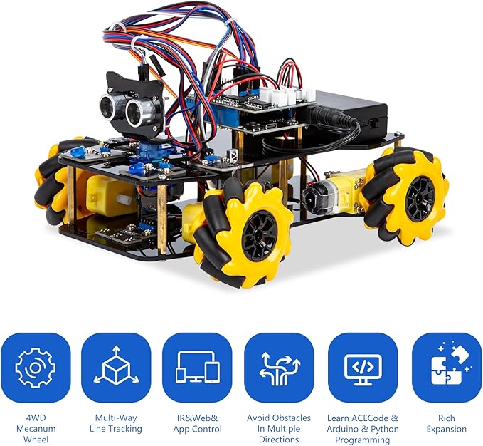 Smart Robot Car Kit Compatible with Arduino, Robotics for Kids Ages 8-12 12-16, Electronic Programming Project/STEM Science Kits Coding Gifts for Adults and Youths