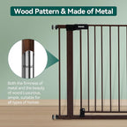 BABELIO Baby Gate with Black Wood Pattern, 29-48 Inch Auto Close Dog Gate for The House, Stairs and Doorways, Pressure Mounted Pet Gate with Door and Y Spindle Rods