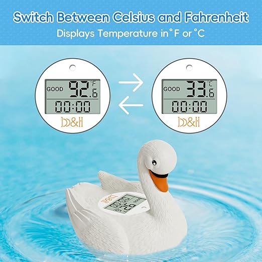 b&h Baby Bath Thermometer, Swan Digital Infant Safe Bath Thermometer - Reliable Temperature Readings - Easy to Read Screen- Shower Timer - Waterproof and Floats in Water, Newborn Must Haves