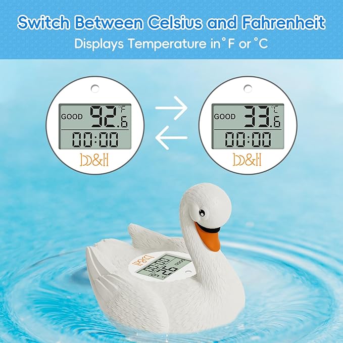 b&h Baby Bath Thermometer, Swan Digital Infant Safe Bath Thermometer - Reliable Temperature Readings - Easy to Read Screen- Shower Timer - Waterproof and Floats in Water, Newborn Must Haves
