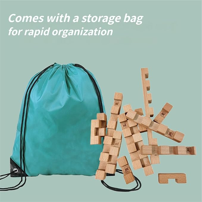 STEM Wooden Building Blocks -Mortise and Tenon Assembled into 15+ Shapes, Educational Toys Gift for Kids and Classroom,DIY Building Toys for Ages 5+ and Adults (15 in 1)