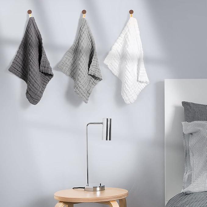 MUKIN Baby Washcloths - Soft Face Cloths for Newborn, Absorbent Bath Face Towels, Baby Wipes, Burp Cloths or Face Towels, Baby Registry as Shower. Pack of 6-12x12 inches (Grey)