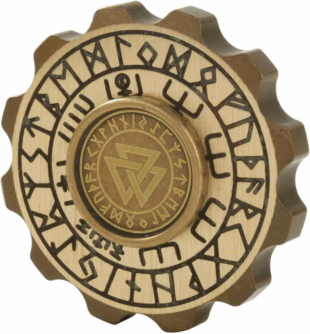 Freelove Viking Pirate & Gossip Design Fidgets Spinners, Copper Metal Spinner Fidget Toy Prime for Adults, Premium Bearing for 4~6 Mins, Autism Sensory ADHD Anxiety Stress Reduce Figet Spiner, Brass