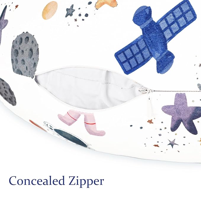 Nursing Pillow Cover, Removable Nursing Covers for Breastfeeding Pillows, Stretchy and Soft Fit for Baby Girls Boys Newborn, White Space(Only Cover)