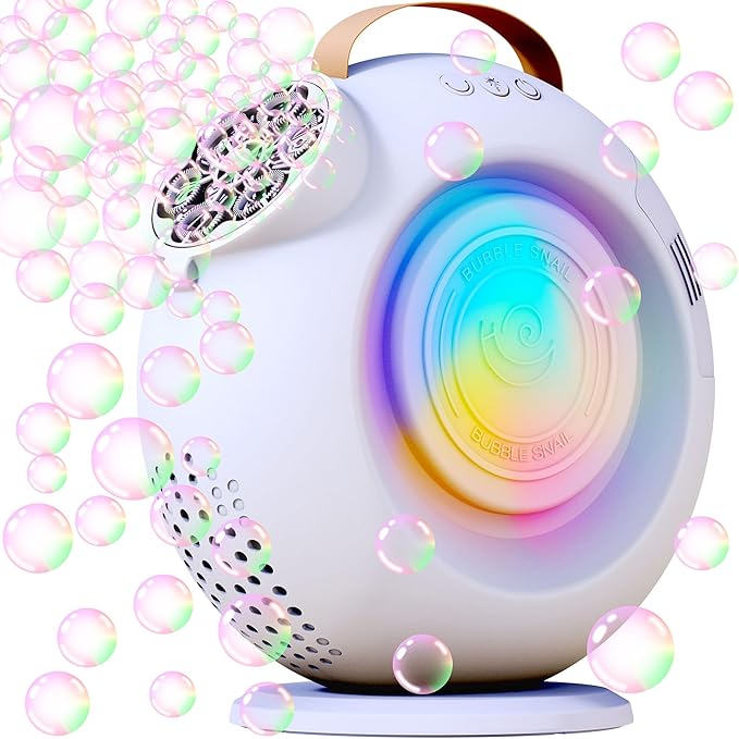 Bubble Machine, Automatic Bubble Maker Rechargeable, 15000+ Big Bubbles per Min, Colorful LED Lights, 90° 360° Rotatable Portable Electric Bubbles Toy for Kids Toddlers, Outdoor Wedding Party Gifts