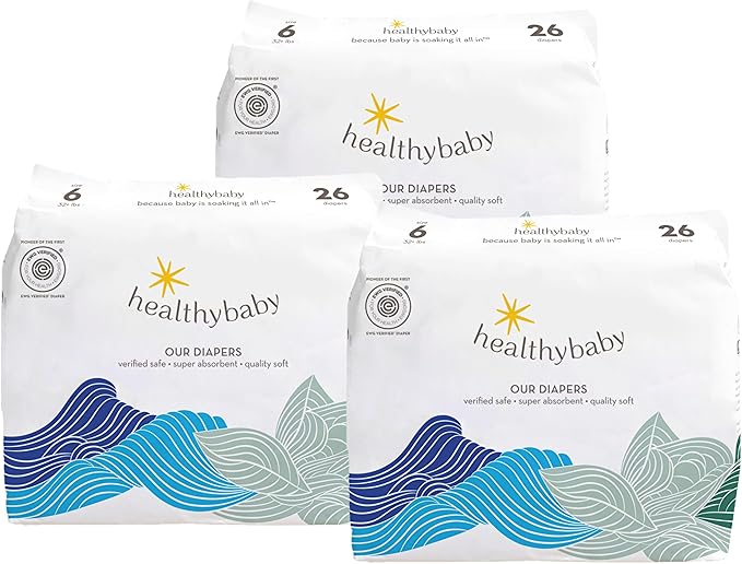 Our Diapers | EWG Verified Safe & Plant-Based Diapers | Leak Protection | Soft Organic Cotton Shell | Chlorine-Free Diaper for Sensitive Skin | Size 6 (27-35 lbs) 78 Count
