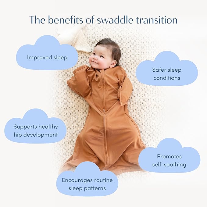 SleepingBaby Zipadee-Zip Transition Swaddle - Cozy Baby Swaddle Blanket with Zipper Convenience - Roomy Wearable Blanket for Easy Diaper Changes - Spice, X-Small (3-6 Month)