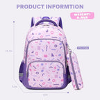 mygreen 3PCS Kids Backpack Set - Waterproof Bookbag with Lunch Box for Girls Ages 3-12, Adorable Cartoon Prints for School & Outdoor Use Pink Mermaid