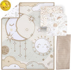 The Peanutshell 5 Piece Baby Crib Bedding Set for Boys & Girls - Newborn, Infant & Toddler Nursery Bed Set Decor with Fitted Crib Sheets, Blanket, Dust Ruffle Comforter - Starry Skies