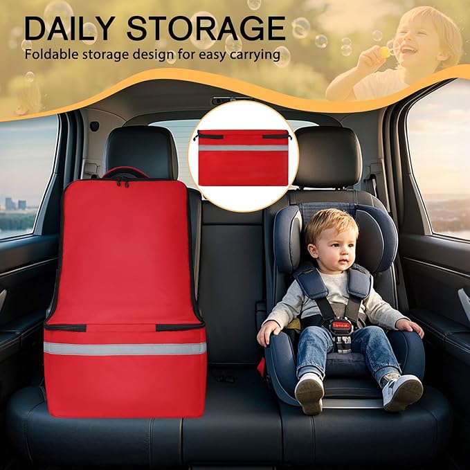 Car Seat Travel Bag for Airplane,Infant Seat Travel Bag with Shoulder Strap,Padded Car Seats Backpack with Reflective Stripes,Large Carseat Carrier Bag Travel Car Seat Cover, Red