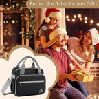 GOGOSO Crossbody Small Diaper Bag, Cute Mini Baby Diaper Tote Bags with Insulated Pockets for Traveling Outdoor Parent, Black