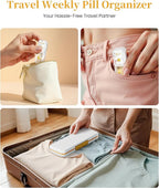 Zoksi Am Pm Pill Organizer 7 Day, Weekly Pill Box 2 Times a Day, Medicine Pill Organizer with Separate Compartment, Travel Pill Case Dispenser Portable for Vitamins, Fish Oils, Medicines(White)