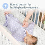 SleepingBaby Zipadee-Zip Transition Swaddle - Cozy Baby Swaddle Blanket with Zipper Convenience - Roomy Wearable Blanket for Easy Diaper Changes - Paperwhite Flowers, Small (4-8 Month)