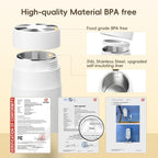 Portable Milk Warmer for Travel, Detachable Bottle Warmer for Breastmilk Formula Water, Boiling Function & Fast Heating, Rechargeable, Healthy for Baby on Journey, Car, Airplane