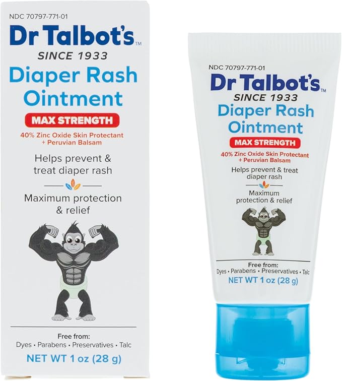 Dr. Talbot's Maximum Strength Diaper Rash Ointment - 1 oz - Zinc Oxide Skin Protectant with Peruvian Balsam - Treats and Prevents Rash