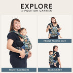 Baby Tula Explore Carriers - Breathable Baby Carrier Newborn to Toddler - Adjustable Toddler Carrier - Multiple Ergonomic Positions Front and Back - Ergonomic Fit for 7-45 lb - Mesh, Overcast